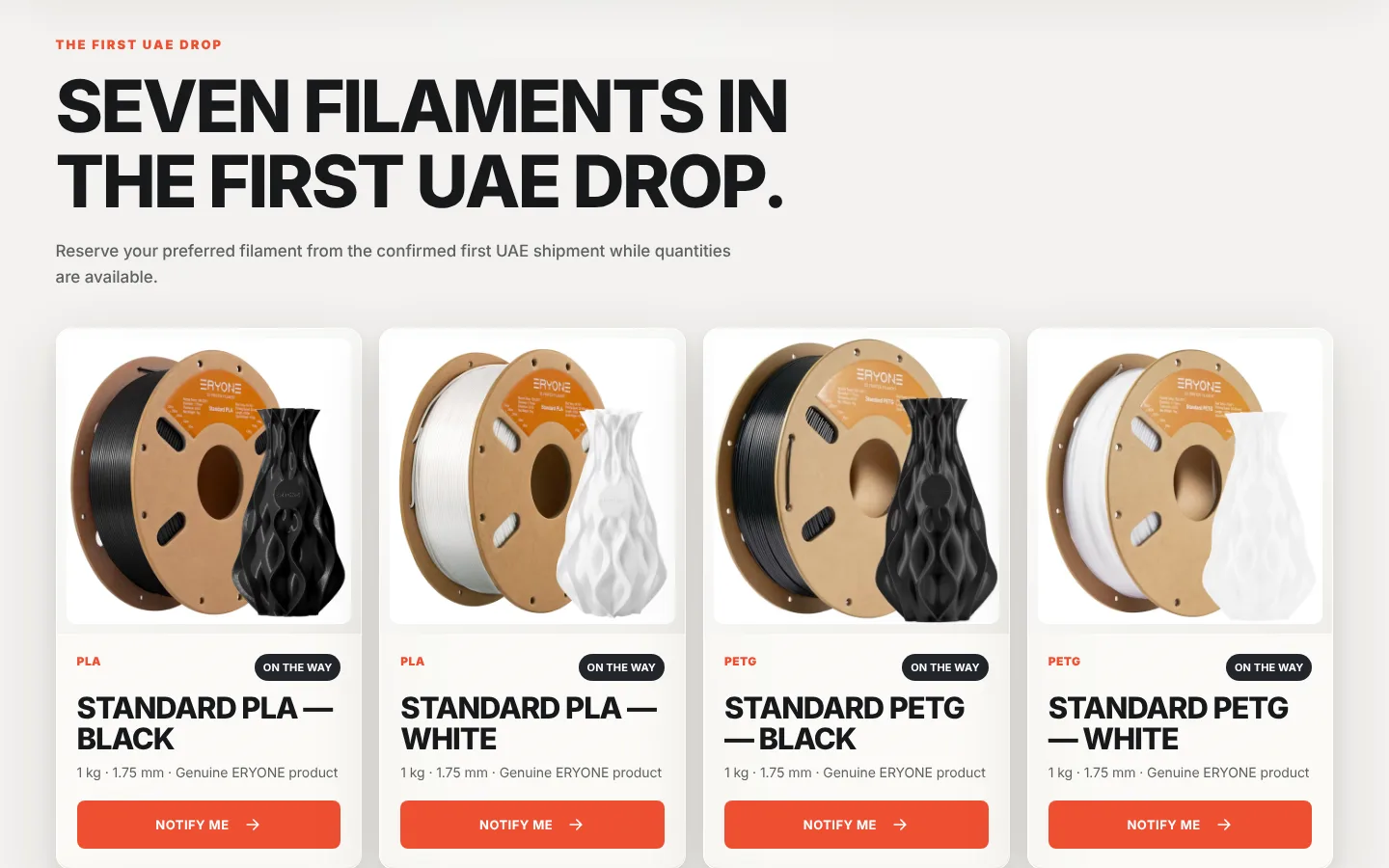The first UAE shipment of filaments