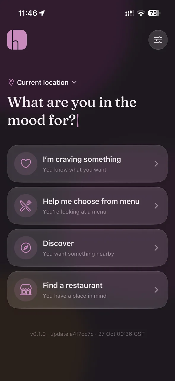 Hanee: Home, dark mode